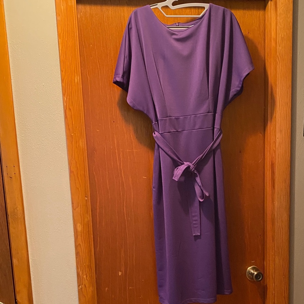 Chic Purple Midi Dress With Free Scarf🍀
